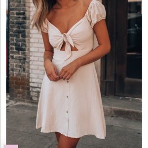 NWT. Southern Alternative Tie Front Beige Sundress